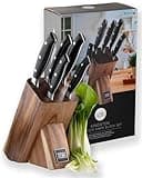 Taylors Eye Witness 6 PCE Kitchen Knife Block Set - 5 Useful Knives, Acacia Wood Block. Stainless Steel Precision, Full Tang & Durable. Including Paring, Veg, Chef, Bread & Carving Knives