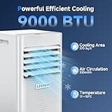 Air Conditioning Unit 9000 BTU, LEENON Portable Air Conditioners, 4-in-1 Cooling Dehumidifier Fan & Sleep Mode, 2-Speeds Air Conditioners for Home, Remote Control, 24H Timer, Window Kit Included