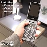 Doro - Leva E20 4G Flip Phone for Seniors – Large 2.8" Display, High-Contrast Keys, Loud & Clear Sound, HD Voice, Camera, Assistance Button – Black