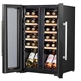 Baridi 24 Bottle Dual Zone Wine Cooler, Fridge, Touch Screen, LED Light Black and Mirror Glass Door – DH97