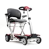Drive Devilbiss Elite Auto Folding Electric Mobility Scooter/LED Front Headlight & USB Charging Port - Striking Design, Metallic Silver Finish, & Light-Up LCD Screen for Smooth Riding - Red