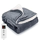 PROALLER Heated Blanket Electric Throw 160x130CM, 10 Levels &1-9H Timer Auto-Off, Machine Washable, Soft Flannel Sherpa Full Body Warming, Sofa Bed Office Use, Heating Blanket