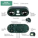 Cowiewie Ultrasonic Cat Repellent for Gardens, Solar and USB Charging, Cat Deterrents with Ultrasound and LED Flash, Waterproof Animal Repellent for Fox, Cats, Dogs, Pigeon, Etc. - Set of 2