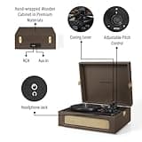 Crosley Voyager Portable Turntable - Bluetooth Record Player, 3-Speed Suitcase Vinyl Player, Home Turntables for Vinyl Records, Built in Stereo Speakers & Bluetooth Receiver, AUX Input, Cocao