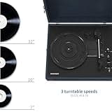 Crosley Voyager Portable Turntable - Bluetooth Record Player, 3-Speed Suitcase Vinyl Player, Home Turntables for Vinyl Records, Built in Stereo Speakers & Bluetooth Receiver, AUX Input, Navy Blue