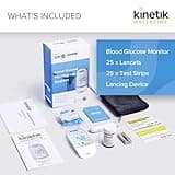 Kinetik Wellbeing Blood Sugar Monitor - Glucometer Kit for Diabetic Home Testing Used by the NHS, Blood Glucose Meter for Precise Sugar Level Monitoring, Suitable for Pregnancy, Supporting Diabetes UK