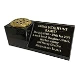 Personalised Black Granite Memorial Vase Grave Pot, Headstone Gravestone Plaque, Cemetery, Stone