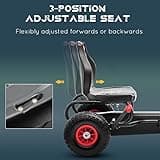 HOMCOM Children Pedal Go Kart, Raving Go Kart with Adjustable Seat, Inflatable Tyres, Shock Aborb, Handbrake, for Ages 5-12 Years - Red