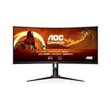 AOC Gaming CU34G2XPD - 34 inch WQHD curved monitor, 180 Hz, 1ms, FreeSync Premium (3440x1440, HDMI, DisplayPort, USB Hub) black/red