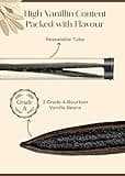 Vanillabazaar Sustainable, Organic & Fairtrade Madagascan Grade A Beans - 5 Bourbon Premium Vanilla Pods in Resealable Tube for Chefs & Home Baking/Cooking