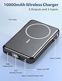 For Magsafe Power Bank, Portable Charger 10000mAh, PD 20W Fast Charging Battery Pack w/Built-in Cables, USB-C Wireless Magnetic Powerbank for iPhone 16/15/14/13/12/Pro/Pro Max - Pure Black