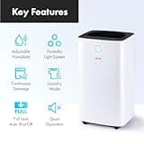 Devola 12L/day Low Energy Dehumidifier | Quiet & Energy Efficient (costs less than 5p per hour) Dehumidifiers for Home | Laundry Drying Dehumidifier | Dust Filter | Continuous drainage