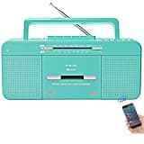 Retro Cassette Player Recorder, Portable Tape Player with USB/Bluetooth/AM/FM Radio Stereo, Built-in Microphone Recorder,Cassette to MP3 Converter, Dual Big Speaker,Earphone Jack,Retro (Teal)