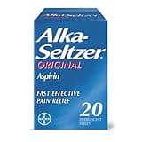 Alka-Seltzer Alka Seltzer Original Effervescent Tablets with Aspirin, Fast and Effective Pain Relief for Cold and Flu, 1 Pack of 20