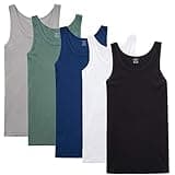 NUOZA Mens Vest Tank Top 5 Pack Fine Rib Muscle Shirts Cotton -Mix,4XL