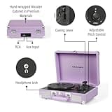 Crosley Cruiser Plus Portable Turntable - Bluetooth Record Player, 3-Speed Suitcase Vinyl Player, Home Turntables for Vinyl Records, Built in Stereo Speakers & Bluetooth Receiver, AUX Input, Lavender