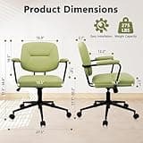 KLASIKA Leather Office Desk Chair,Rolling Swivel Adjustable Height Computer Desk Chairs,Ergonomic Mid Century Modern Vanity Make Up Chair with Backrest and Armrest for Task Office, Avocado, 4pk