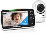 HelloBaby Baby Monitor with Camera and Night Vision, 5''Display with 30-Hour Battery, Pan-Tilt-Zoom Video Baby Monitor No WiFi, 2-Way Talk, Temperature, 8 Lullabies and 1000ft Range