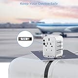 TESSAN Universal Travel Adapter 28W, Worldwide Plug Adaptor with 2 USB A and 3 USB C Ports, International Travel Adapter for EU, UK, USA, AU, Power Socket Charger for Multi Countries, Grey White