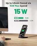 INIU Wireless Charger Stand, 15W Qi Fast Charging Dock Phone Charger, Adaptive LED Wireless Charging Station for iPhone 17 16 15 14 13 12 11 9 8 XR, Samsung S23 S22 S21, LG V40 G8, Pixel 8 7 6 etc.