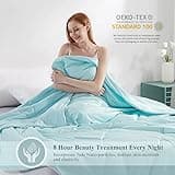 Elegear Cooling Quilt For Naked Sleepers or Night Sweats, Q-Max 0.5 Arc-Chill 3.0 Summer Cool Fiber Duvet for Travel, Adult and Hot Sleepers, Softness, Comfort, 200x220cm, Double Bed Size, Lake Green