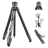 NEEWER LITETRIP LT32 62" Travel Tripod Carbon Fiber with ±15° Leveling 360° Panorama Head, Detachable Center Axis, Fast Flip Buckle, Arca QR Plate Compatible with Peak Design Capture V3, (Former TP62)
