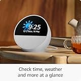 Echo Spot (2024 release), Smart alarm clock with vibrant sound + Alexa, Glacier White