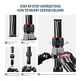 NEEWER Upgraded 80.7" Carbon Fiber Camera Tripod Monopod with Telescopic 2 Section Center Axes, 360° Panorama Ballhead, 1/4" Arca Type QR Plate, Travel Tripod with ø28mm Column, Max Load 26.5lb, N55CR