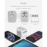 TESSAN Universal Travel Adapter Worldwide with 4 USB, International Travel Adapter UK to European Power Universal Plug Adaptor for EU USA Australia Thailand (Type C, G, A, I),Grey White