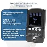 axion 4-Channel, Rechargeable TENS Machine for Pain Relief STIM-PRO X9B | EMS Muscle Stimulator, Massager and TENS Unit with 60 Modes incl. 8pcs 5x5cm and 4pcs 10x5cm TENS Machine Electrode Pads