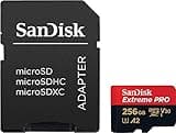 SanDisk 256GB Extreme PRO micro SD card + SD adapter, (For Smartphones, Action Cams, Drones, Speeds up to 200 MB/s) A2 App Performance + RescuePro Deluxe UHS-I, Class 10, U3,