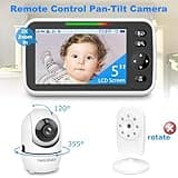 HelloBaby Baby Monitor with Camera and Night Vision, 5''Display with 30-Hour Battery, Pan-Tilt-Zoom Video Baby Monitor No WiFi, 2-Way Talk, Temperature, 8 Lullabies and 1000ft Range