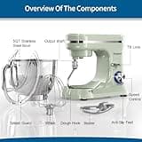 Vospeed Stand Mixer,5 Quarts 8-Speed 1000W Tilt-Head Food Mixer, Kitchen Electric Standing Mixer With Dough Hook, Whisk, Beater, Splash Guard & Mixing Bowl For (Green)