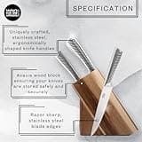 Taylors Eye Witness 5 Piece Knife Block Set – Razor Sharp Full Metal Kitchen Knives with Stylish Acacia Wood Storage. Stainless Steel Precision, Durable, Includes Paring, Chef, Bread & Carving Knives