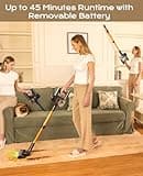 VACTechPro V15 Cordless Vacuum Cleaner, 35KPA 6-in-1 Stick Vacuum, Up to 45Mins Runtime Lightweight Vacuums with Detachable Battery, for Hardwood Floor Carpet Car Pet Hair