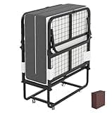 CAIYUN Folding Bed with Mattress,Guest Z Single Bed,Portable Foldable Beds with Memory Foam Mattress and Fabric Storage Bag,Spare Beds,Rollaway with Fold-up Metal Frame 75" x 31"