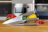 Taylors Eye Witness Syracuse Kitchen Knife 3pce Set - Paring 9cm/3.5”, Chefs 15cm/6” & Cooks All Purpose 13cm/5” Cutting Edge. Ultra Fine, Razor Sharp Blade. Soft Textured Grey Handle Tactile Grip.