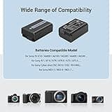 SMALLRIG 2 Pack 1030mAh Replacement Battery for Sony NP-FW50, Dual Charger with USB-C Port,Fit for Sony ZV-E10, A6000, A6500, A6300, A6400, A7, A7 II, A7R II, A7S II, A7S, A7R, RX10-3818