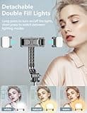 Selfie Stick Tripod with 2 Fill Lights, 45'' Extra Long Phone Tripod with Detachable Remote, Compatible with iPhone, Samsung, Smartphones