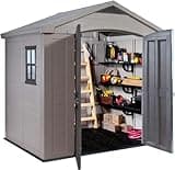 Keter Factor 8 x 6 ft Outdoor Storage Shed, Beige/Brown