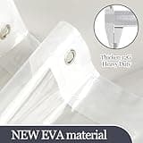 DOPROP Clear Shower Curtain Liner - 12G Thick Plastic PEVA, 180x180cm See-Through Transparent, Anti-Mould & Mould-Free, Waterproof Bathroom Curtain, Non-Toxic with Free Hooks, Washable & Easy Care