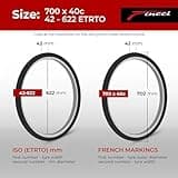 Fincci Gravel Bike Tyres 700x40c - Pair Foldable Tires 28 x 1.6 inch with 1mm Nylon Puncture Protection, Tyre 42-622 with 60 TPI for Mtb Electric, Hybrid, Road and Touring Bicycles - Pack of 2