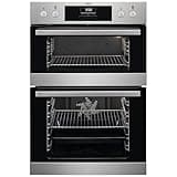 AEG 6000 SurroundCook Built In Double Oven DCB331010M, 61L Capacity, 59.4 cm, Multilevel Cooking, Grill Function, LED Display, Antifingerprint Coating, Stainless Steel