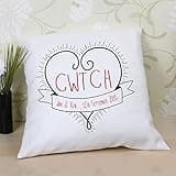 The Gift Experience Personalised Pillow Cushion With Insert, Welsh, Cwtch, Home Decor, Personalised Gifts