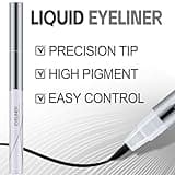 Apooliy Black Mascara and Liquid Eyeliner Duo,Waterproof, Smudge-Proof, All-Day Wear Eye Makeup Set for Bold, Dramatic Eyes（2Pcs）