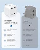 LENCENT Shaver Plug Adaptor UK, 2 Pin to 3 Pin 13A Fuse Plug Converter with 2 USB Ports, Electric Shaver Razor Adapter Toothbrush Charger for Epilators Bathroom