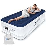 Active Era Luxury Single Inflatable Mattress | Puncture Proof Single Airbed with Flock Coating | Quick 3 Mins Blow Up Bed with Built-in Pump | Portable Air Bed for Home, Camping & Guests 187x99x53cm