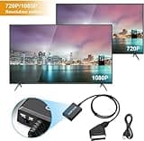 Scart to HDMI Cable for DVD Player to TV, Video Audio Converter, Scart to HDMI Lead with USB Cable, HD 720/1080P Converter for HDTV Monitor Projector STB VHS X-box PS3-Scart (Input) to HDMI (Output)