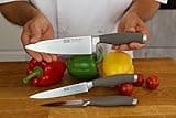 Taylors Eye Witness Syracuse Kitchen Knife 3pce Set - Paring 9cm/3.5”, Chefs 15cm/6” & Cooks All Purpose 13cm/5” Cutting Edge. Ultra Fine, Razor Sharp Blade. Soft Textured Grey Handle Tactile Grip.