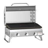 Onlyfire 3-Burner Gas Plancha Portable Tabletop Gas BBQ with Lid &Thermometer, 7KW